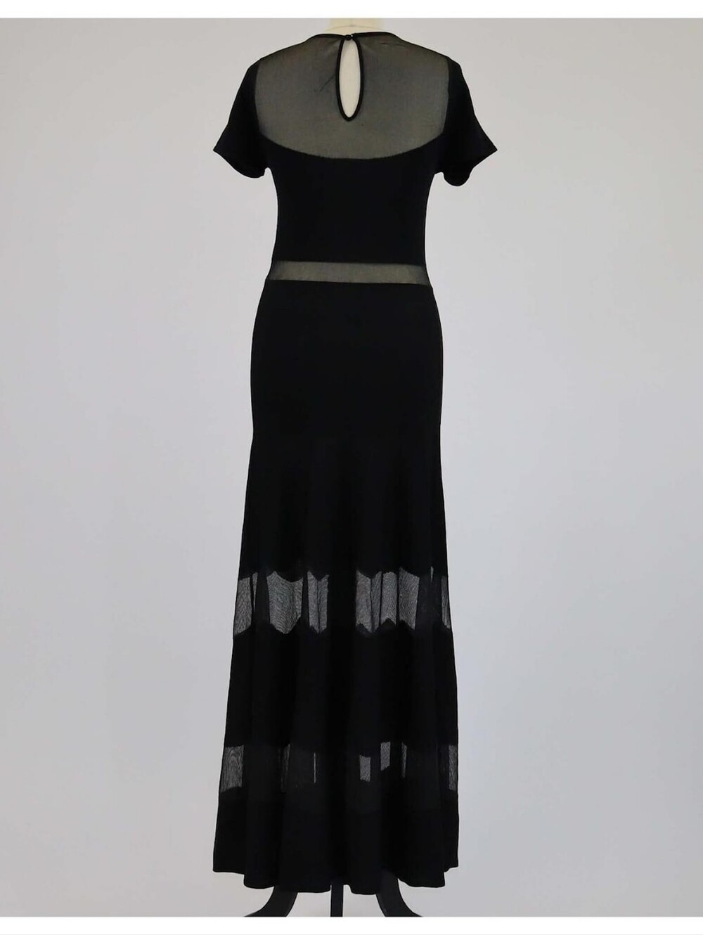 Sandro Black Sheer-Panel Maxi Dress